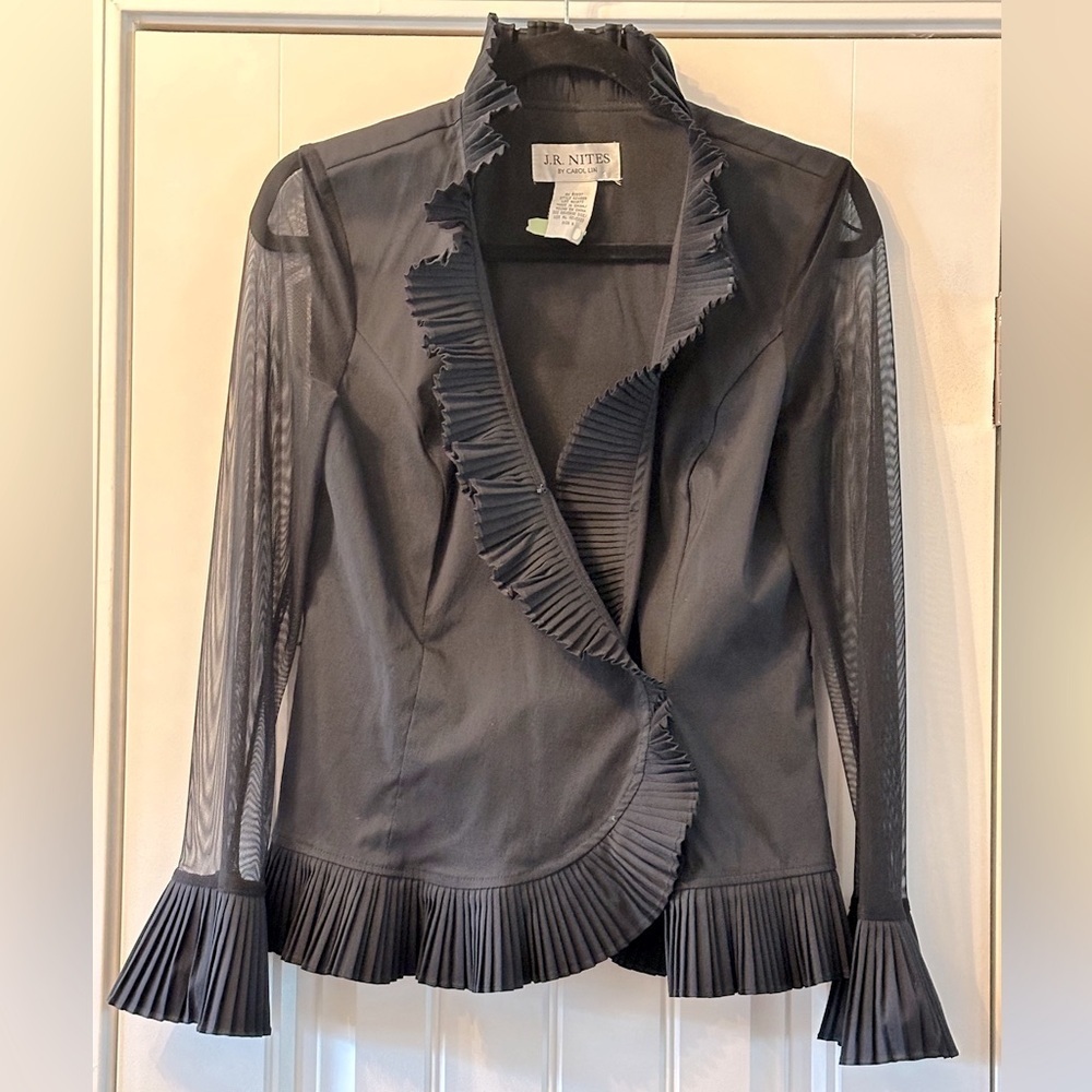 Vintage J.R. Nites by Carol Lin Black Evening Jacket Shrug Size 6